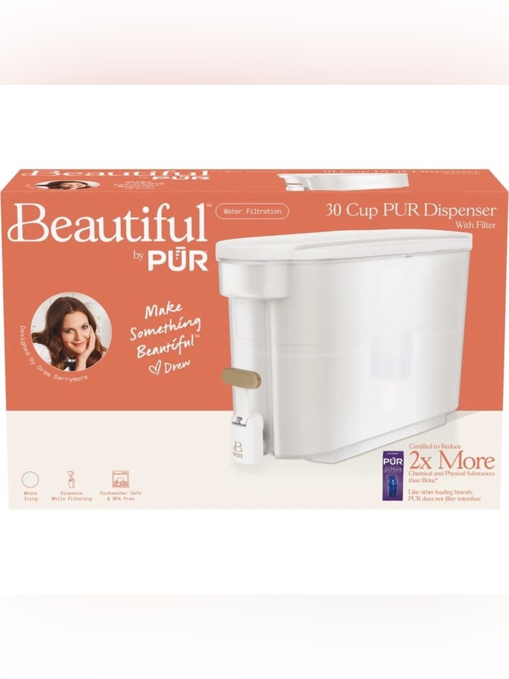 PUR White Water Dispenser with Beige Tap Accent